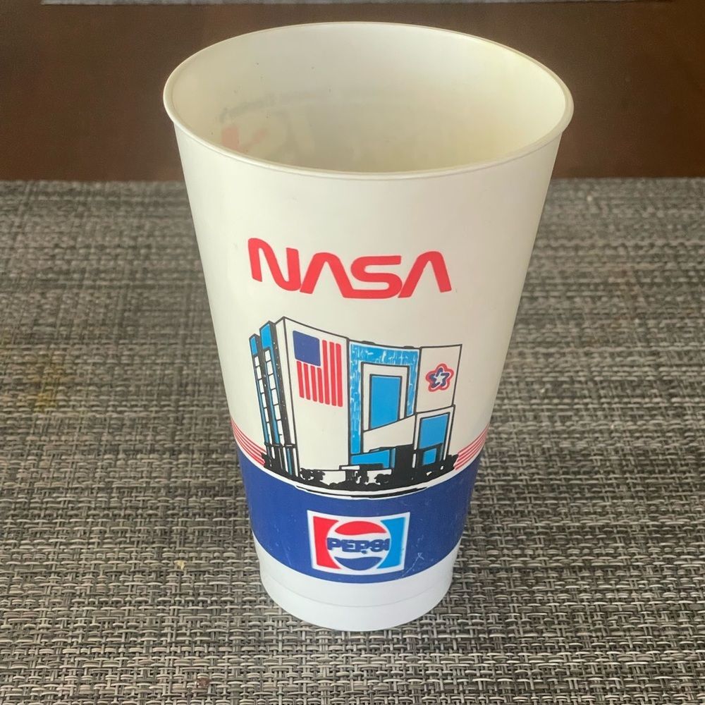 Vintage NASA pepsi PLASTIC cup Kennedy Space Center Space Port collectible